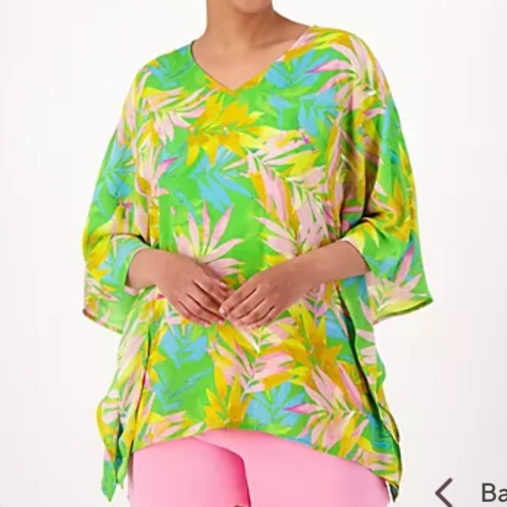 Stunning Belle Semi Fitted Stitched Down Sides Tunic Poncho Top Size 1X